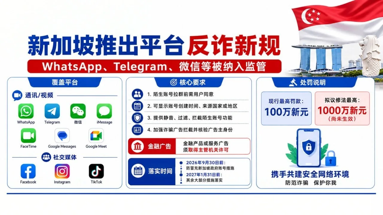 #新加坡资讯:推出平台反诈新规,多款通讯及社交APP纳入监管 图片 1
